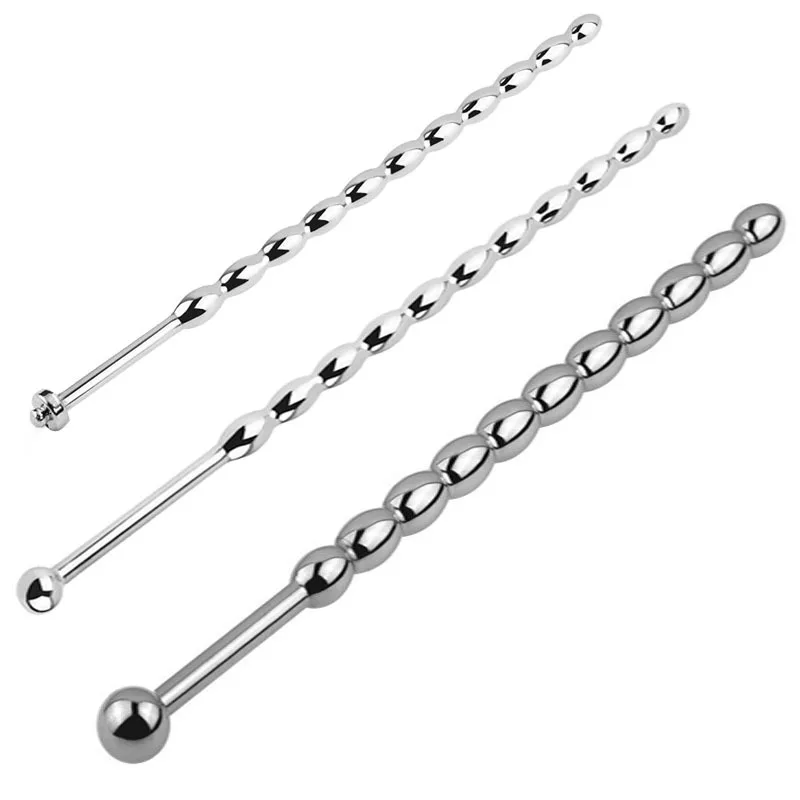 Stainless steel urethral dilator male penis plug threaded urethra catheter stimulator adult game sex toy for men gay silicone urethral dilator