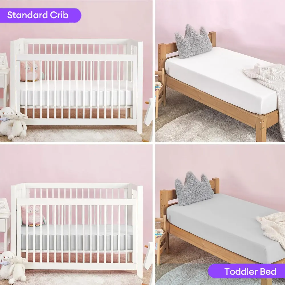 1pc Solid Crib Fitted Sheet Microfiber Super Soft Toddler Bedsheet Washable Bed Cover 6