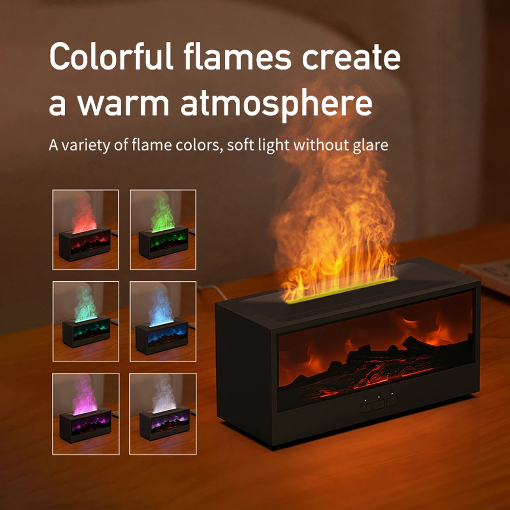 Dynamic Flame Fireplace Essential Oil Diffuser with Remote Flame Fireplace Aromatherapy Diffuser Ultrasonic Cool Mist Humidifier