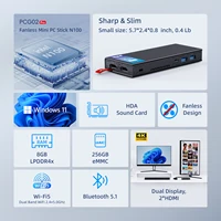MeLE Fanless Slim Mini PC Stick Computer Windows 11 N100 J4125 N5105 128GB 256GB USB PD3.0 Micro Desktop Dual HDMI 4K PCG02 Pro 2