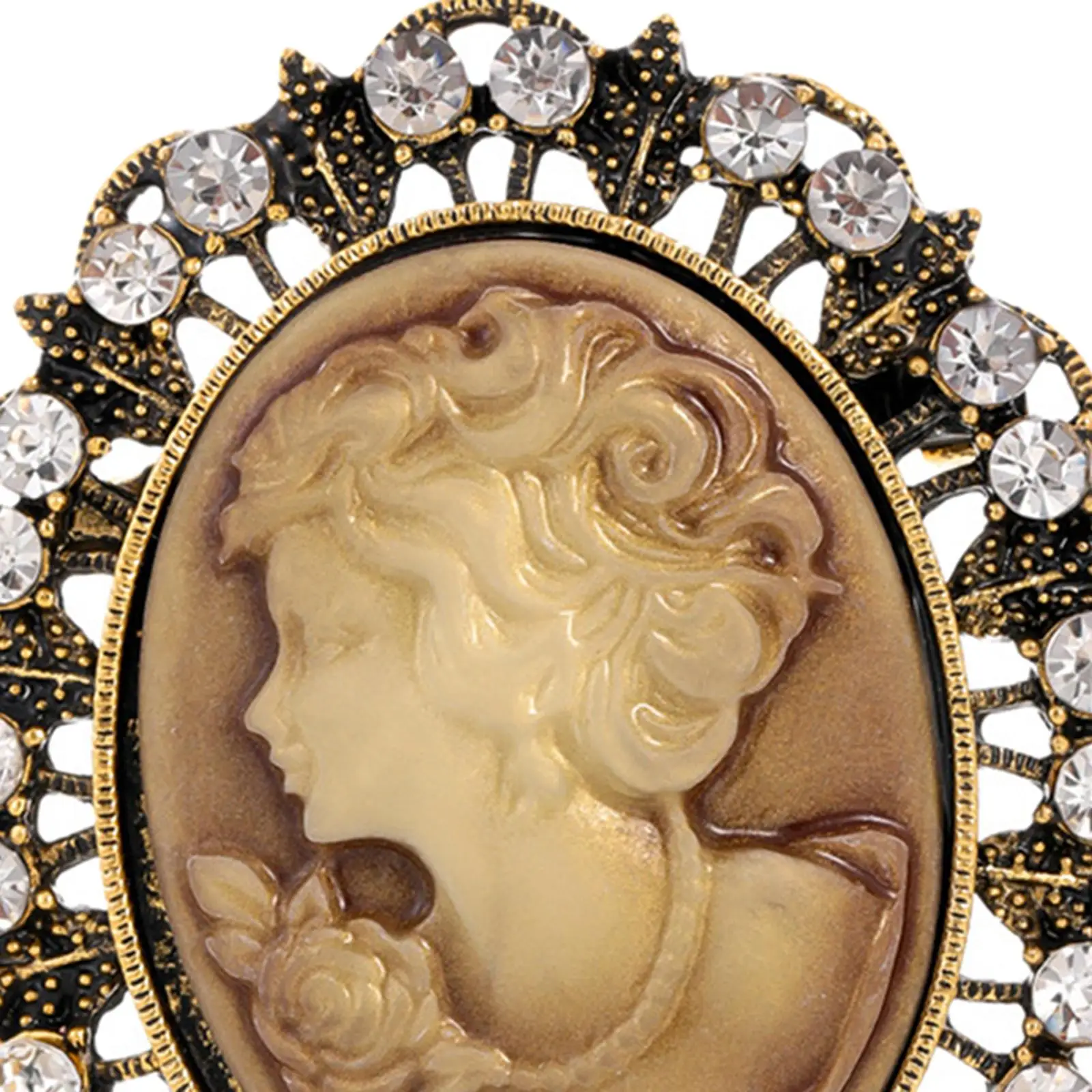 Lady Portrait Brooch Pin Rhinestone Vintage Style Gem Brooch for Christmas Scarf Lady Portrait Brooch Pin Rhinestone Vintage Style Gem Brooch for Christmas Scarf