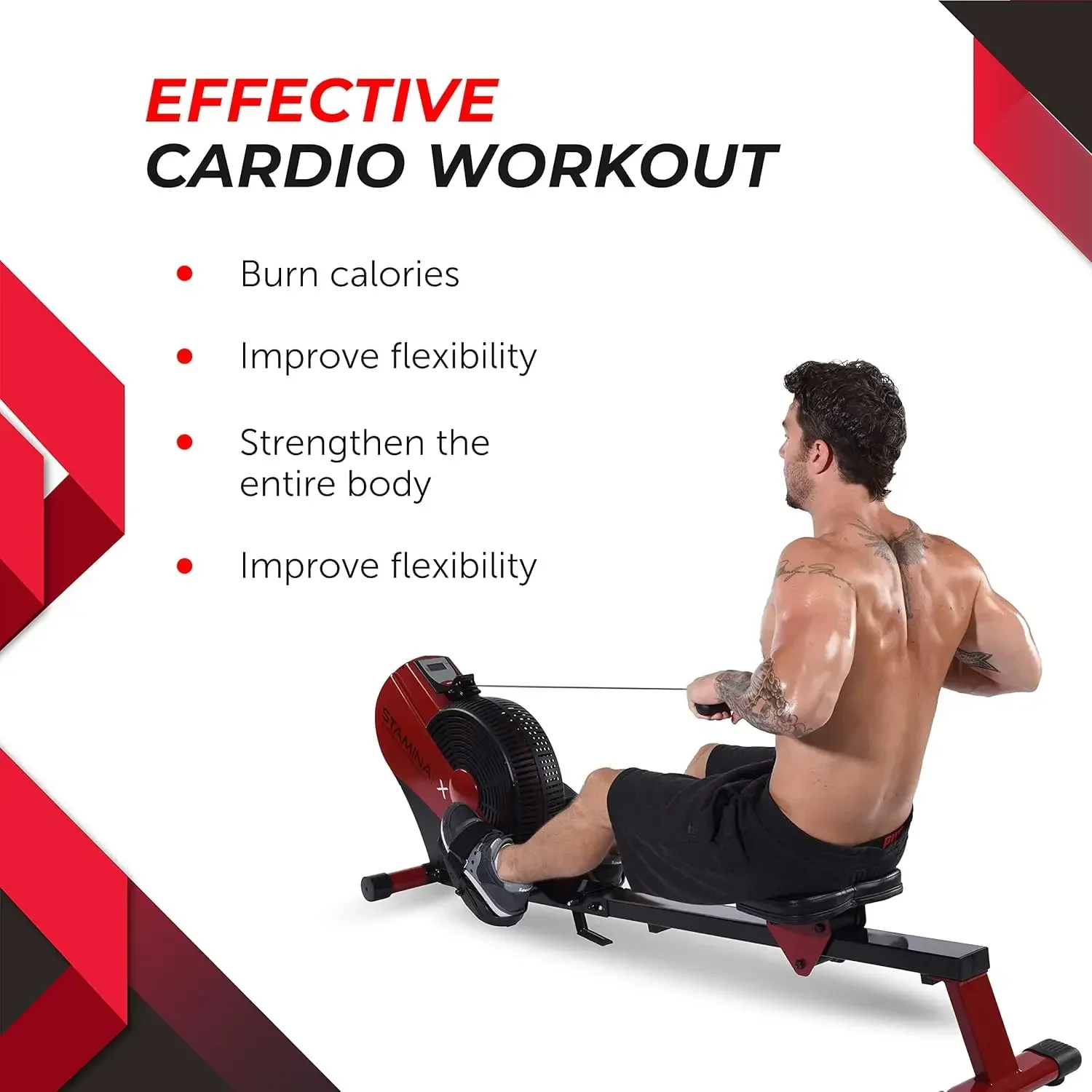 ATS Air Rower Machine with Smart Workout App-Foldable Rowing Machine with Dynamic Air Resistance for Home Gym Fitness
