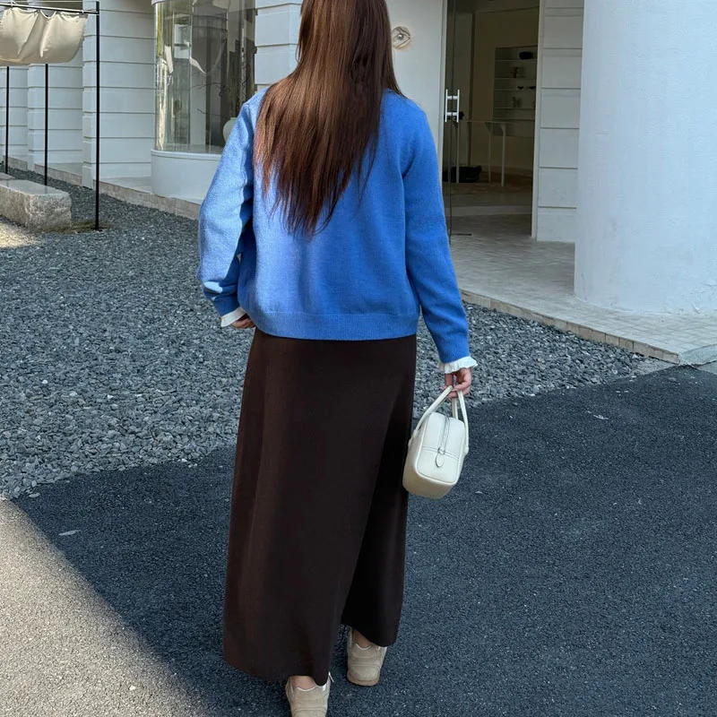 4XL Fashion Plus Size Women's Sweaters Cardigan Premium Loose Round Neck Knitted Jumpers Autumn And Winter 9405