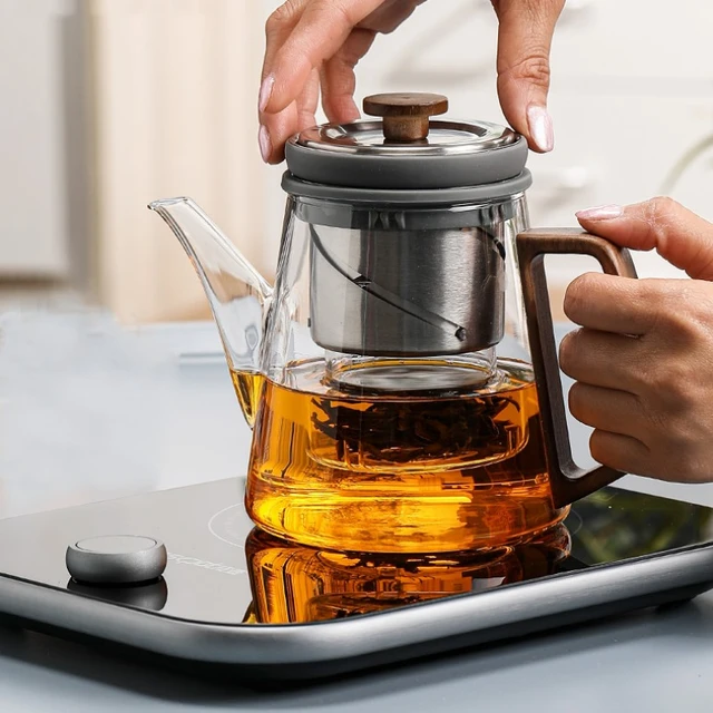 Théière à bulles en verre complet avec tasse supérieure, tasse