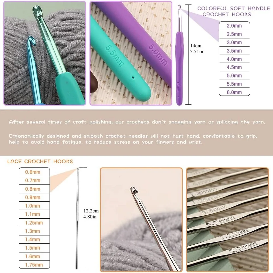 KRABALL Crochet Knitting Kit With Colorful Cotton Yarn Thread Crochet Hooks And Storage Bag for Adults DIY Handmade Craft Set