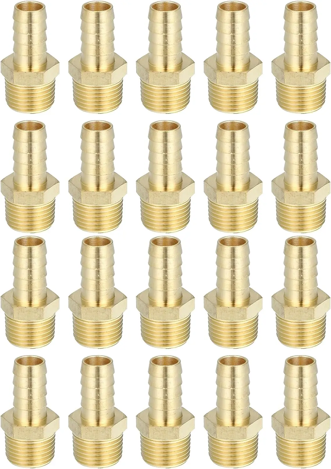 

20pcs 1/2 Inch x 1/2 Inch NPT Male Adapter Brass Crimp Fitting DZR Connector Joiner Air Water Fuel Gas
