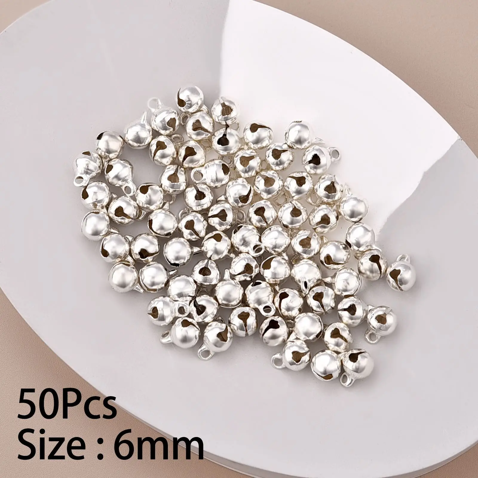50Pcs 6mm Mini Aluminum Gold Colorful Jingle Bells Dog Christmas Tree Decoration/DIY Crafts Accessories Jingle Bells