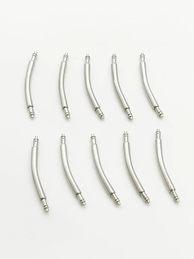 10PCS Curved Spring Bar Stainless Steel Watch Strap Pins, 1.5mm & 1.8mm Dia, Fits 16mm-24mm Bands