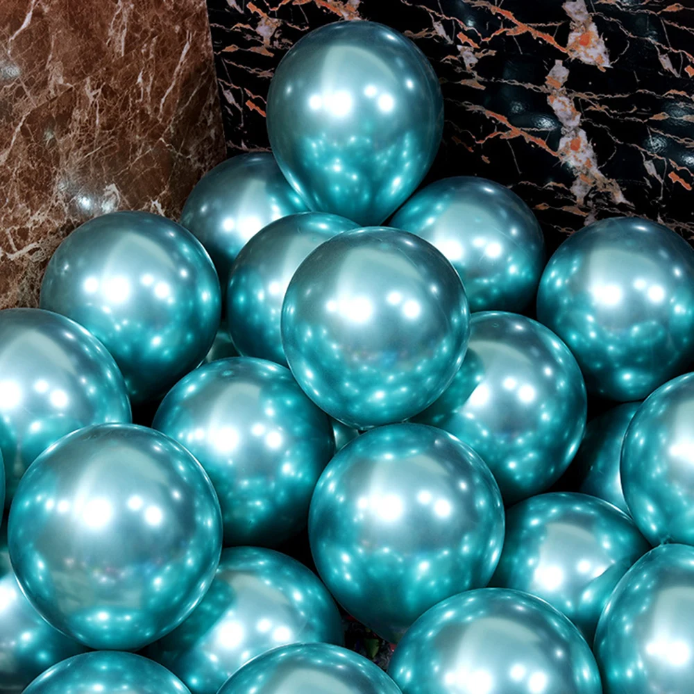 thumbnail image 1 of 10-100 piezas de globo de metal dorado plateado cromado globo decoración de boda blanco negro macarrón suministros para fiesta de cumpleaños 10 12 pulgadas, 1 of 5