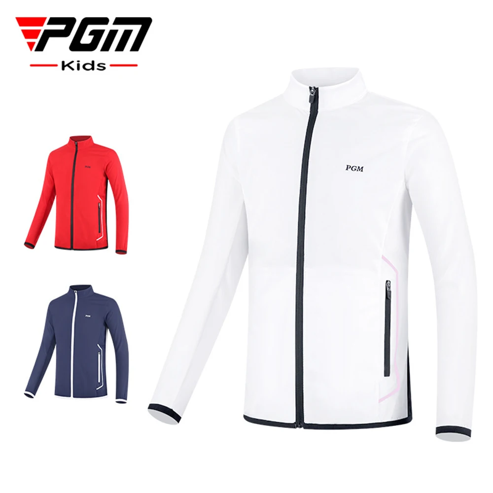 

PGM New Golf Children's Coat Zipper Youth Sportswear Girls Rainproof Jacket Standing Neck Windbreaker Children's Golf Clothing