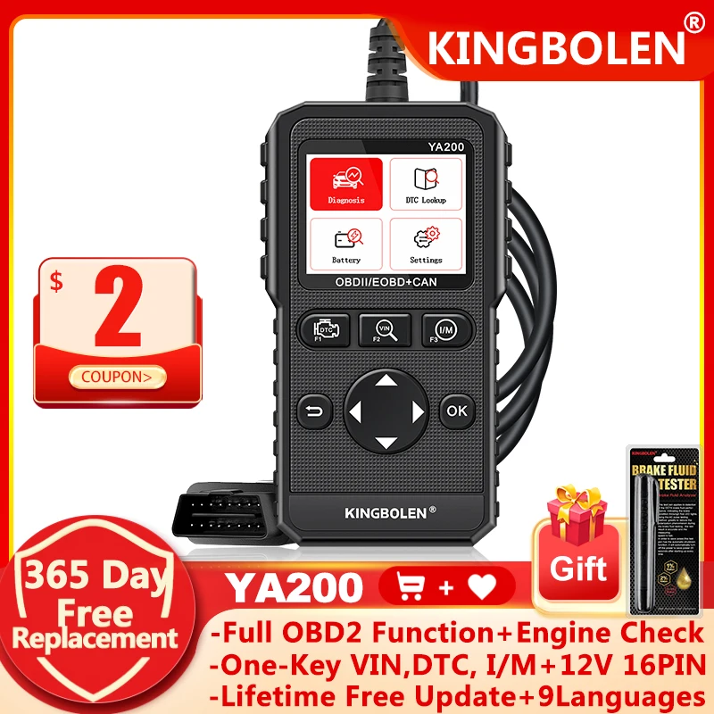 KINGBOLENOBD2ScannersYA200DiagnosticToolAutomotiveScannerEngine