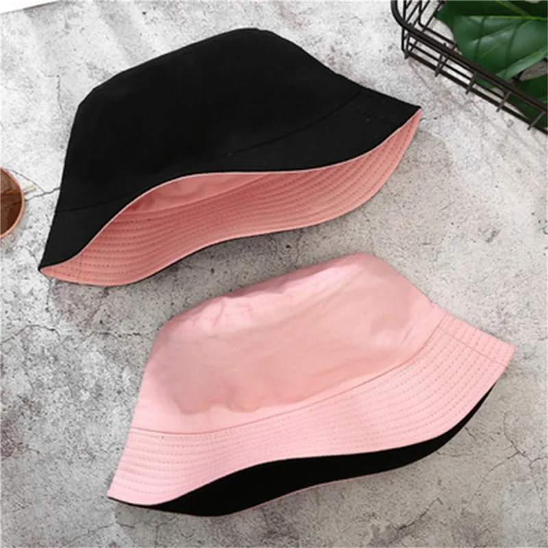 Cotton Double-Sided Letter Embroidery Fisherman Hat For Women Outdoor Fishing Cap Casual Panama Bucket Cap Sunscreen Sun Cap frog bucket hat