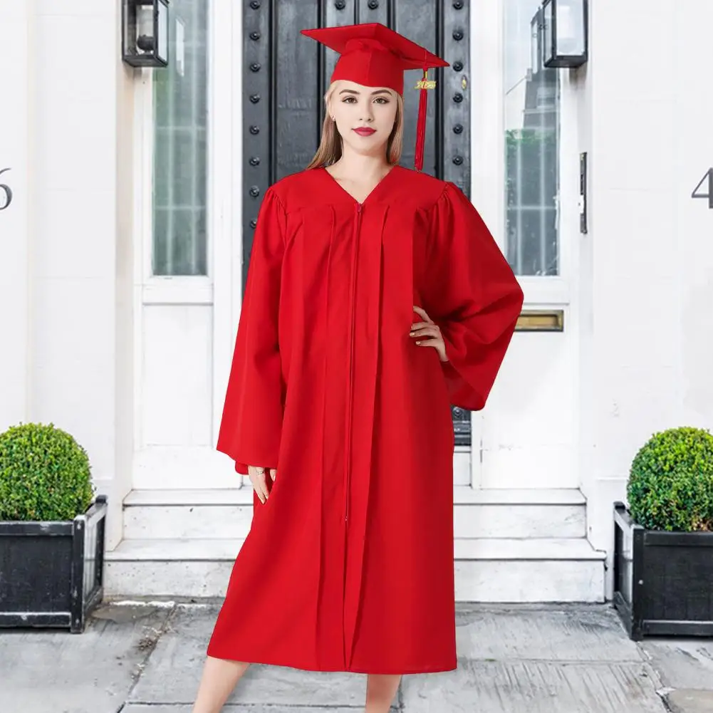 Bachelor Graduation Uniform Doctor Graduation Uniform Arts Student Robe with V Neck Hat Bachelor for Doctor