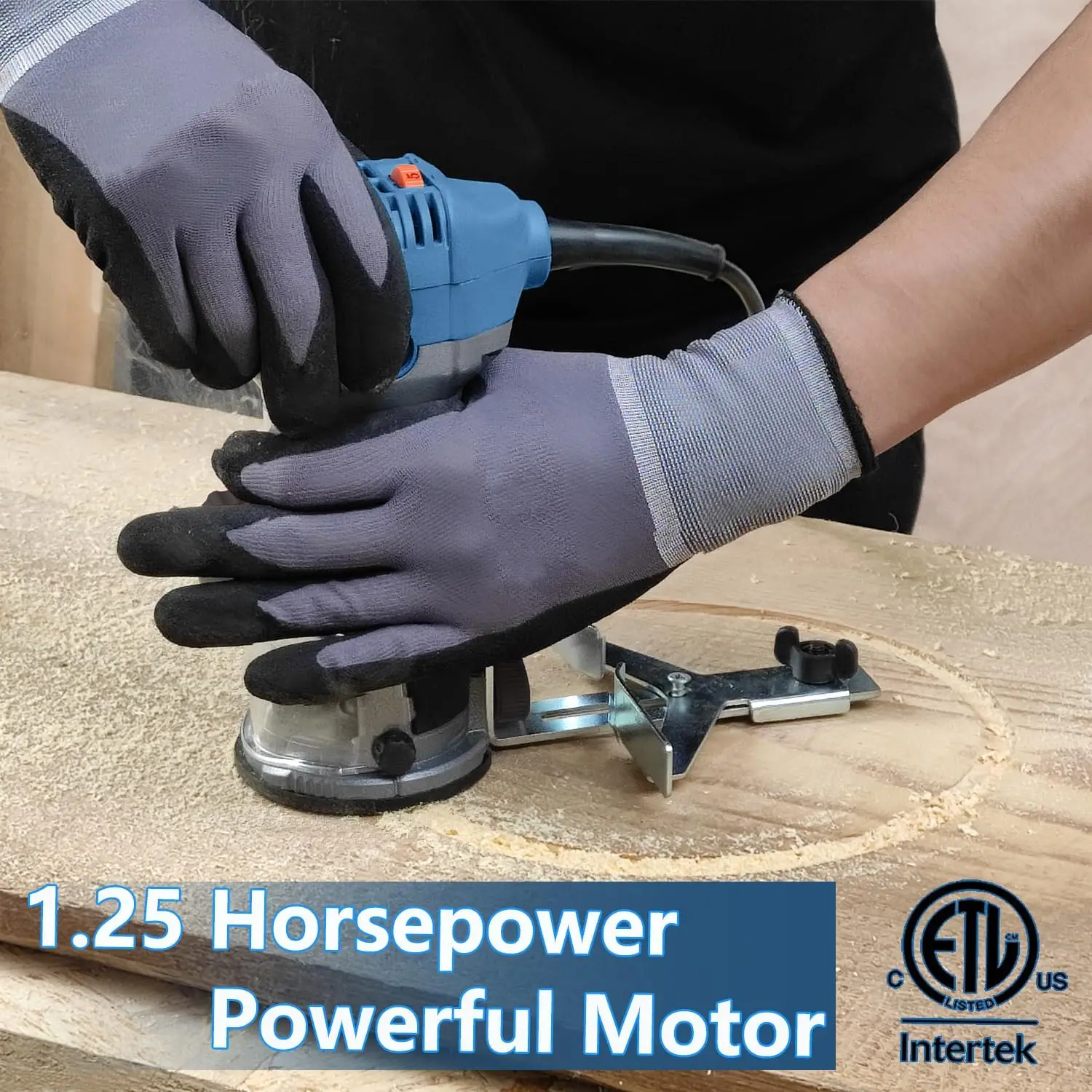 Wood Router Tool Electric Trim 6 Variable Speed Compact Palm Router Woodworking with 12 Wood Bits
