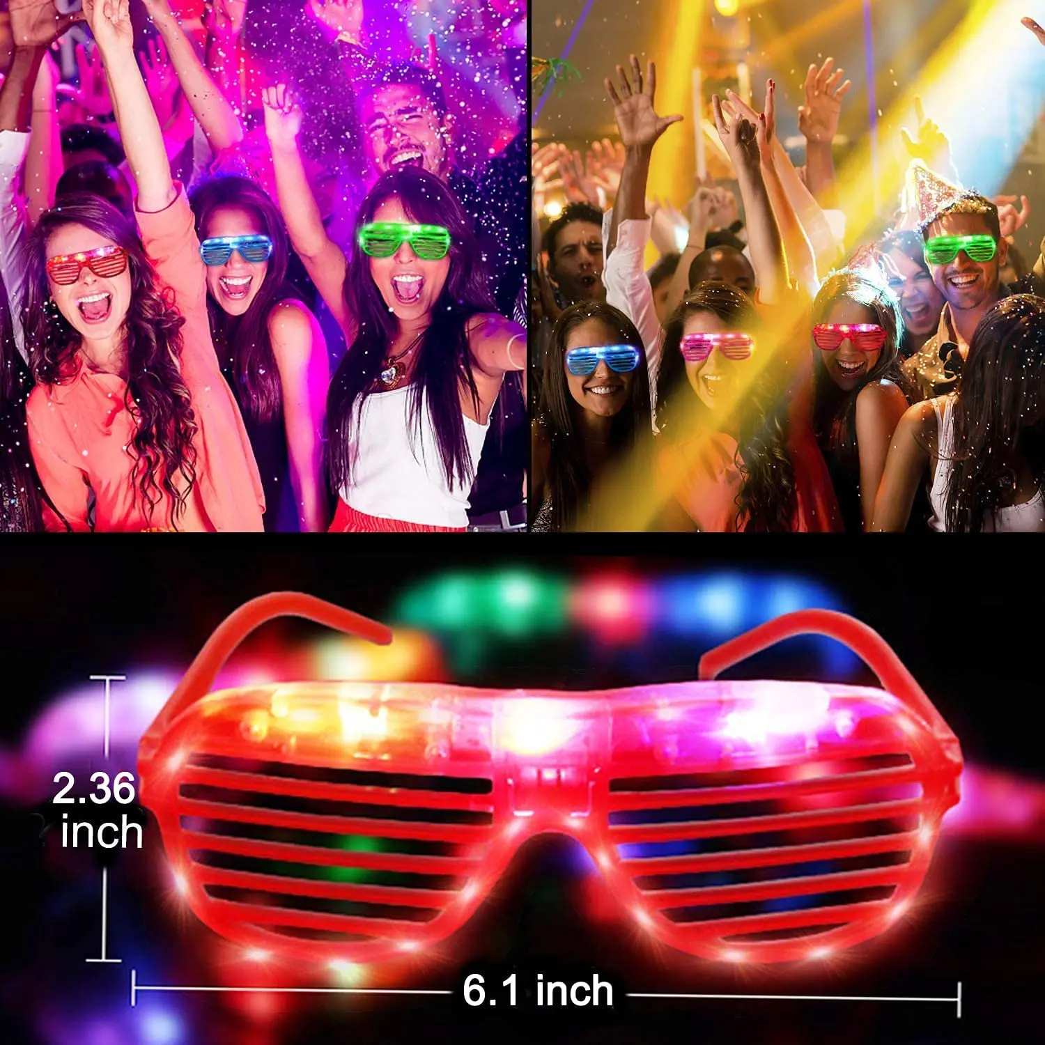 Chivao Light up LED Glasses Heart Shape LED Light up Toys Glow in the Dark  Party Favors Supplies Shutter Shades Sunglasses