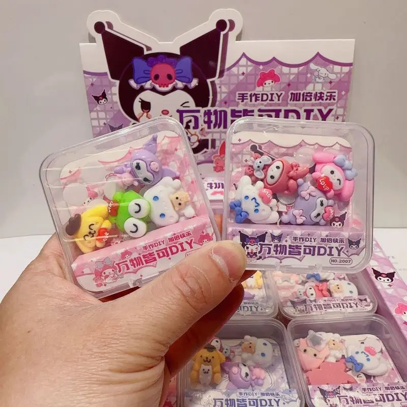 

Wholesale Sanrio Hello Kitty Cinnamoroll My Melody Kuromi Cute Cartoon Resin Diy Phone Case Stickers Creative Sticker Box Set