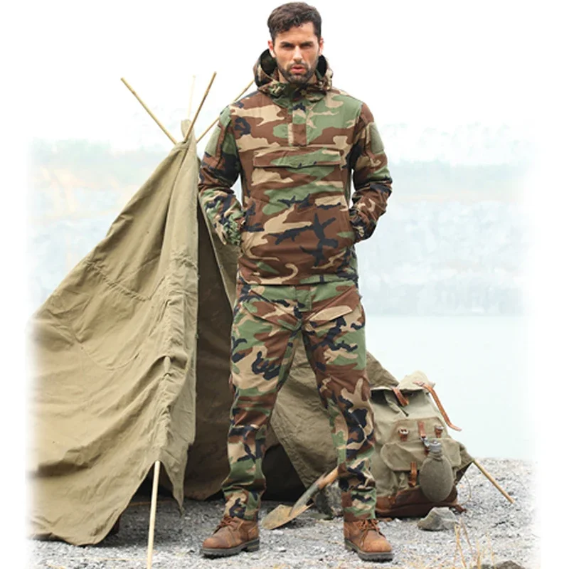 Camouflage Frog Suit Men Outdoor Hunting Uniform Tactical Navy Hiking CS Sets (Jacket Pants) Multicam Size M-2XL