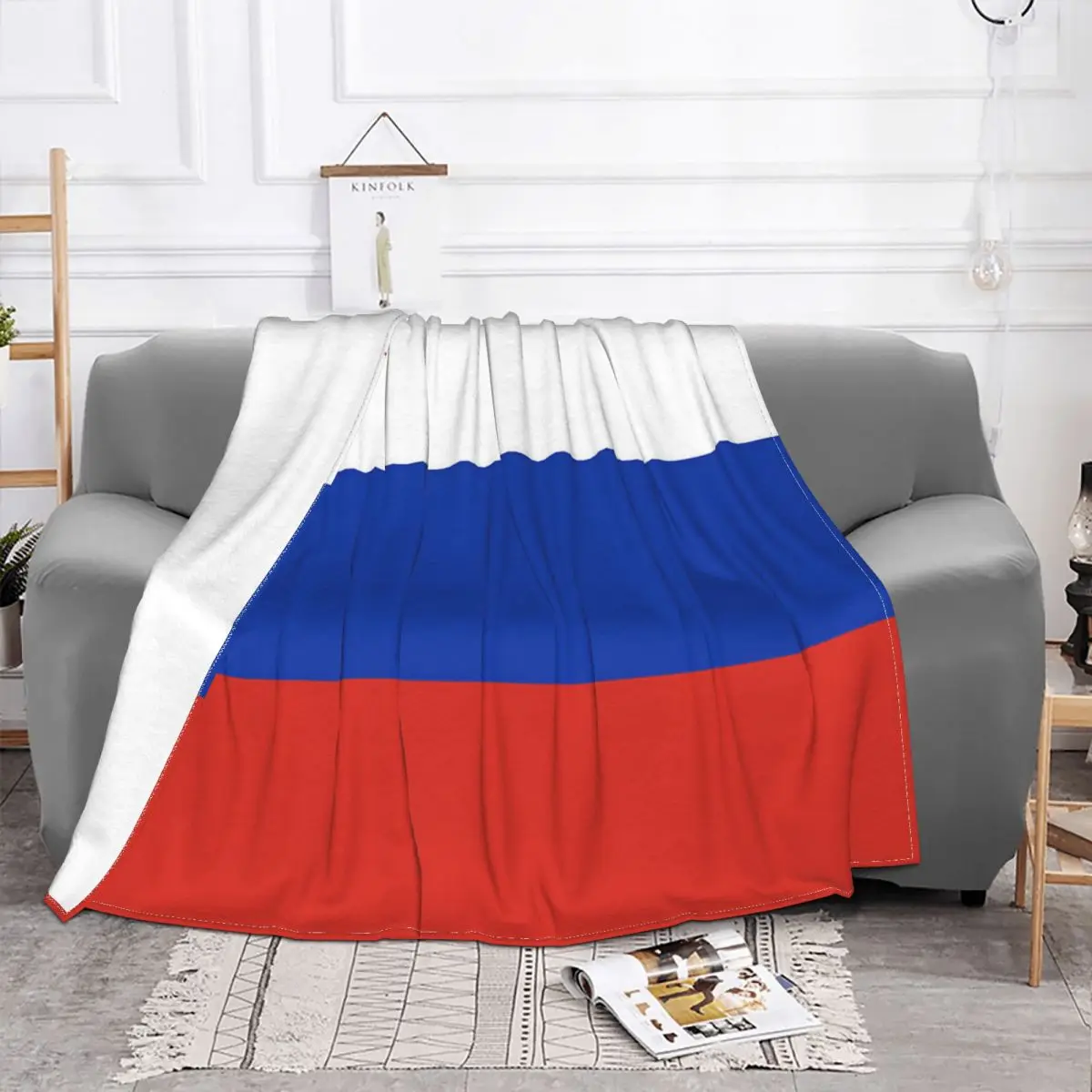 

Современное одеяло с российским флагом коммунизма, бархатное текстильное украшение, дышащие Теплые Пледы для дома