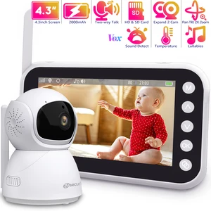 4.3"HD Baby Monitor with Camera 2000mAh Long Battery Babyphone Pan-Tilt 2X Zoom Baby Camera 2-way Talk Night Vision Babysitter