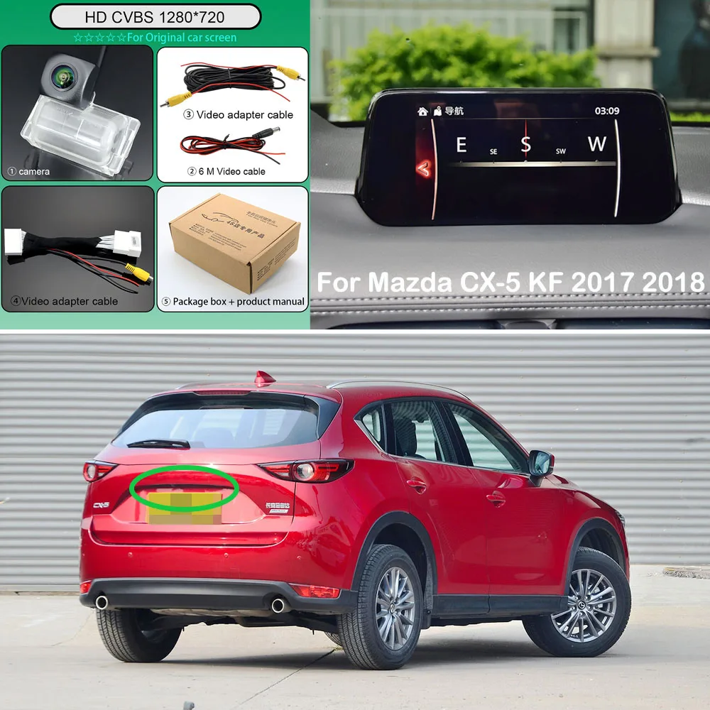 

High quality Fish Eye Reverse Camera For Mazda CX5 CX-5 CX 5 KF 2017 2018 Car Connect to the OEM Original Factory Unit C28 pin