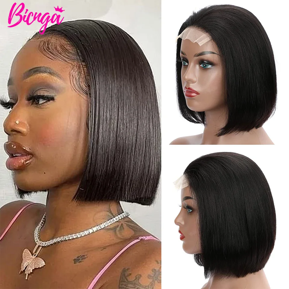 Humanhairwigwithoutglue4x4BobgluelessewigStraight1214inch