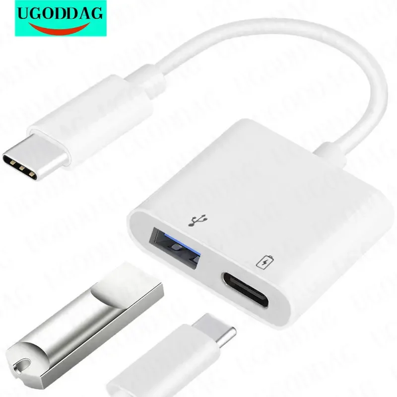 Адаптер USB C OTG 2 в 1, Переходник USB C-USB мама с портом для зарядки PD для Google Pixel 4XL Google Chromecast Google TV