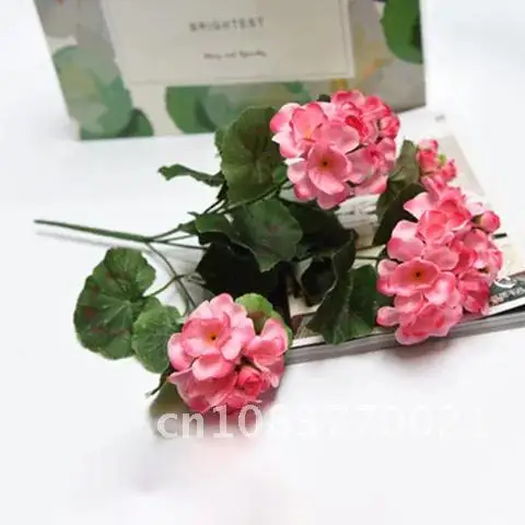 

High Quality UV Resistant Fake Flowers Red Azalea Geranium Outdoor Artificial Bushes Decor For Garden Fall Home