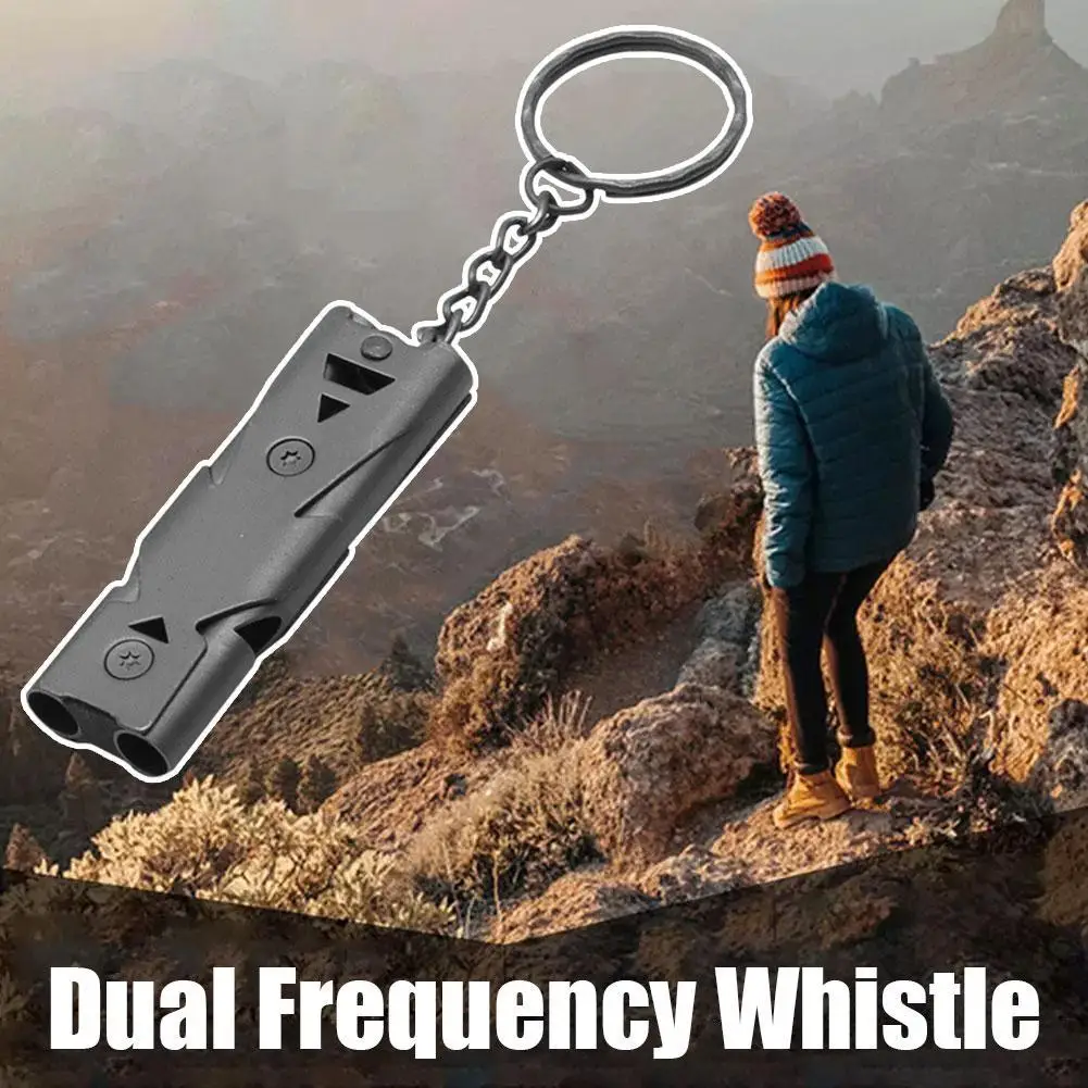 Outdoor EDC Survival Whistle High Decibel Double Pipe Alloy Tool Cheerleading Emergency Multi Keychain Whistle St A2S8 whistle keychain survival whistle