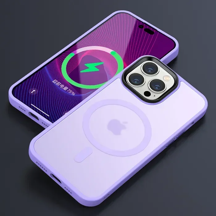 thumbnail image 1 of Shockproof Matte Transparent Phone Case For iPhone 15 14 13 12 11 Pro Max 14 Plus For Magsafe Magnetic Wireless Charging Cover, 1 of 5