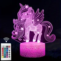 1pc Cute Pony 3D Night Light, With Touch & Remote Control, 16-Color Changing Ambient Light/7-Color /Warm Color For Bedroom 1