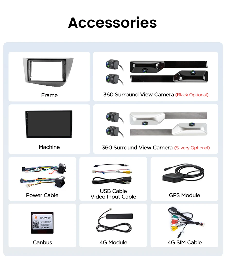 Junsun AI Sprachgesteuertes Autoradio für Seat Leon 2 MK2 2005 - 2012 4G Multimedia GPS Stereo Wireless CarPlay Android Auto Navi 360 Kamera – Detail 24