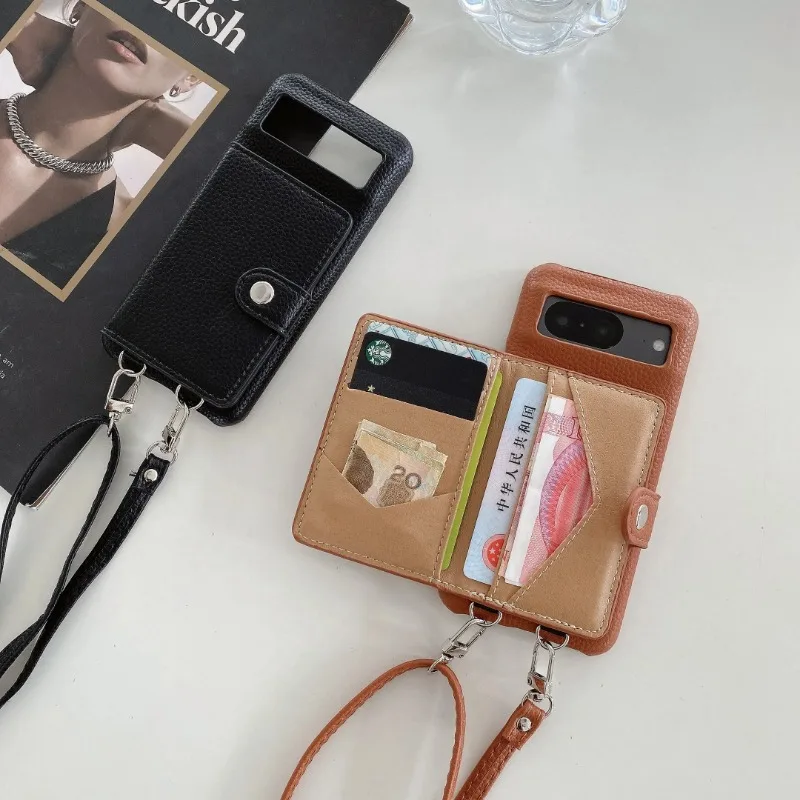 Premium PU Leather Crossbody Flip Wallet with Card Holder - Shockproof Phone Case Cover