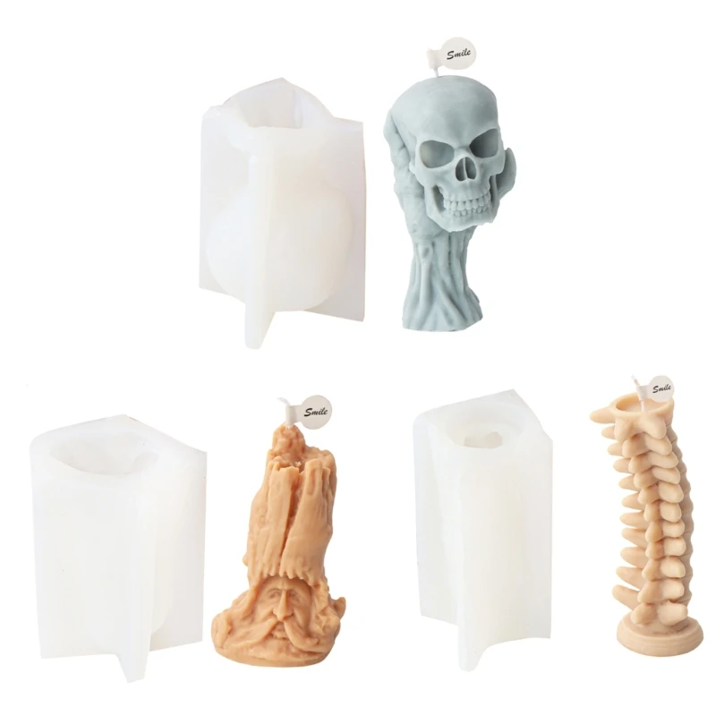 

Halloween Skull Silicone Mold DIY Epoxy Resin Mold Table Ornament Mould Scented Plaster Making Tool Easy to Clean