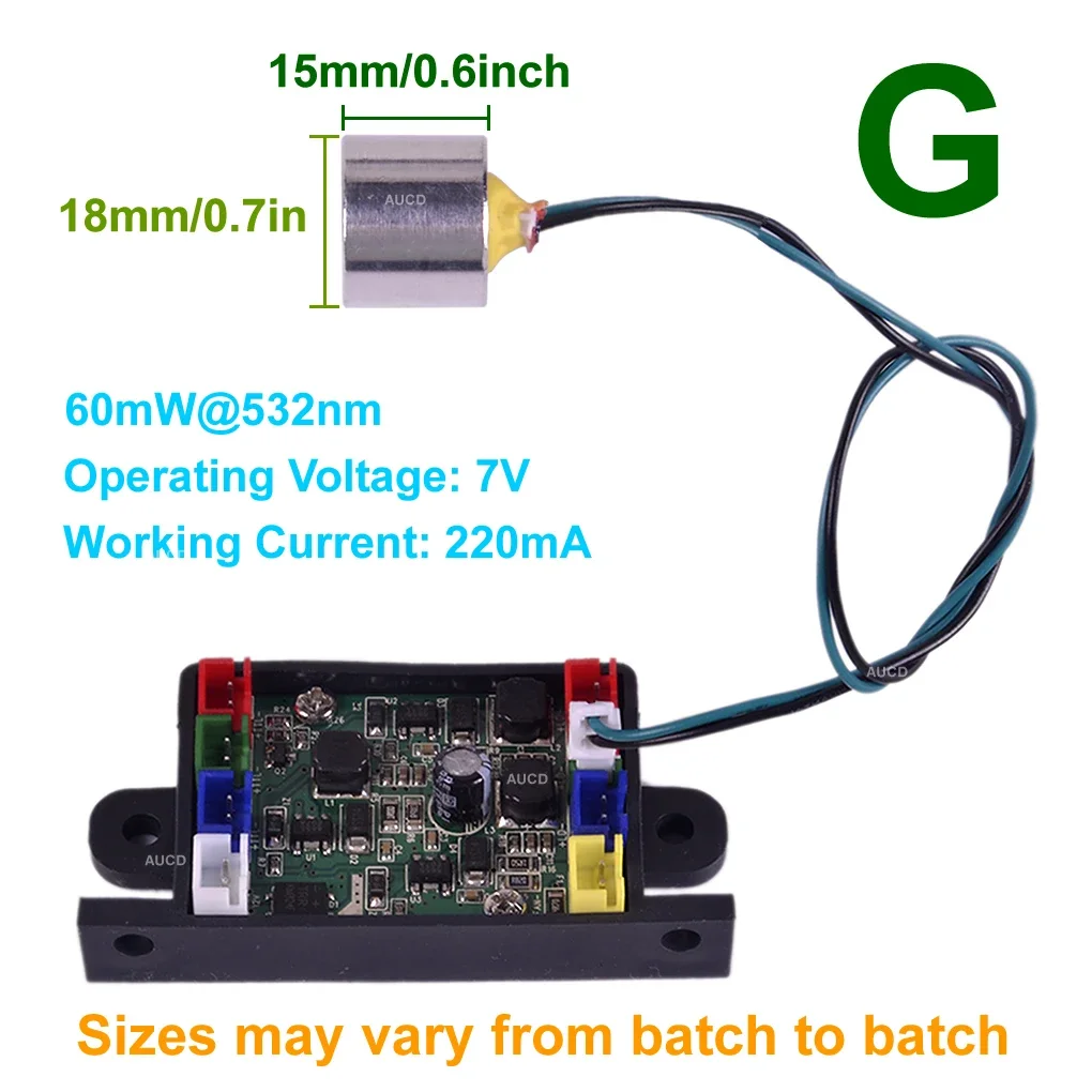 18mm/0.7" G 60mW 532nm Green Dot Laser DPSS + TTL Driver Board For Gradienter Disco Beam DJ Projection Stage Lights Diode Parts 2