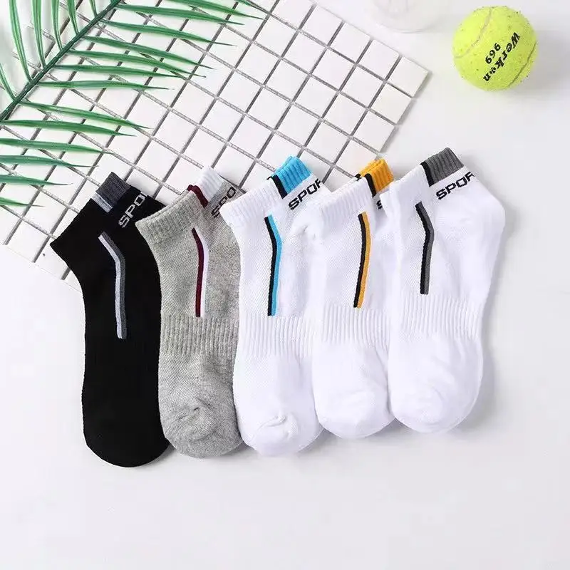 5pairs Men's Sports Socks Striped Cotton Sweat Absorption Breathable Ankle Socks sports socks cotton socks cotton ankle socks ankle socks casual socks short socks athletic socks gym socks cotton blend socks breathable socks