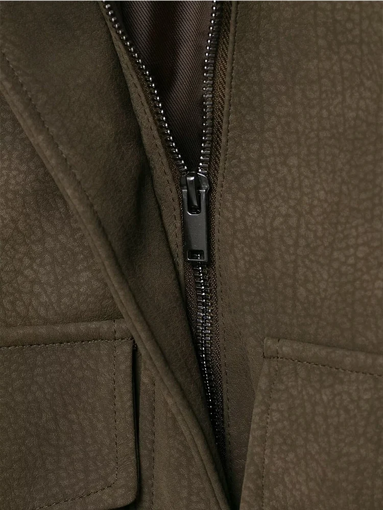 Women Suede Jacket 2025 New Autumn Winter Fashion Fur Collar Long Sleeve Zipper Coat Chic Female High Street Elegant  Outerwear