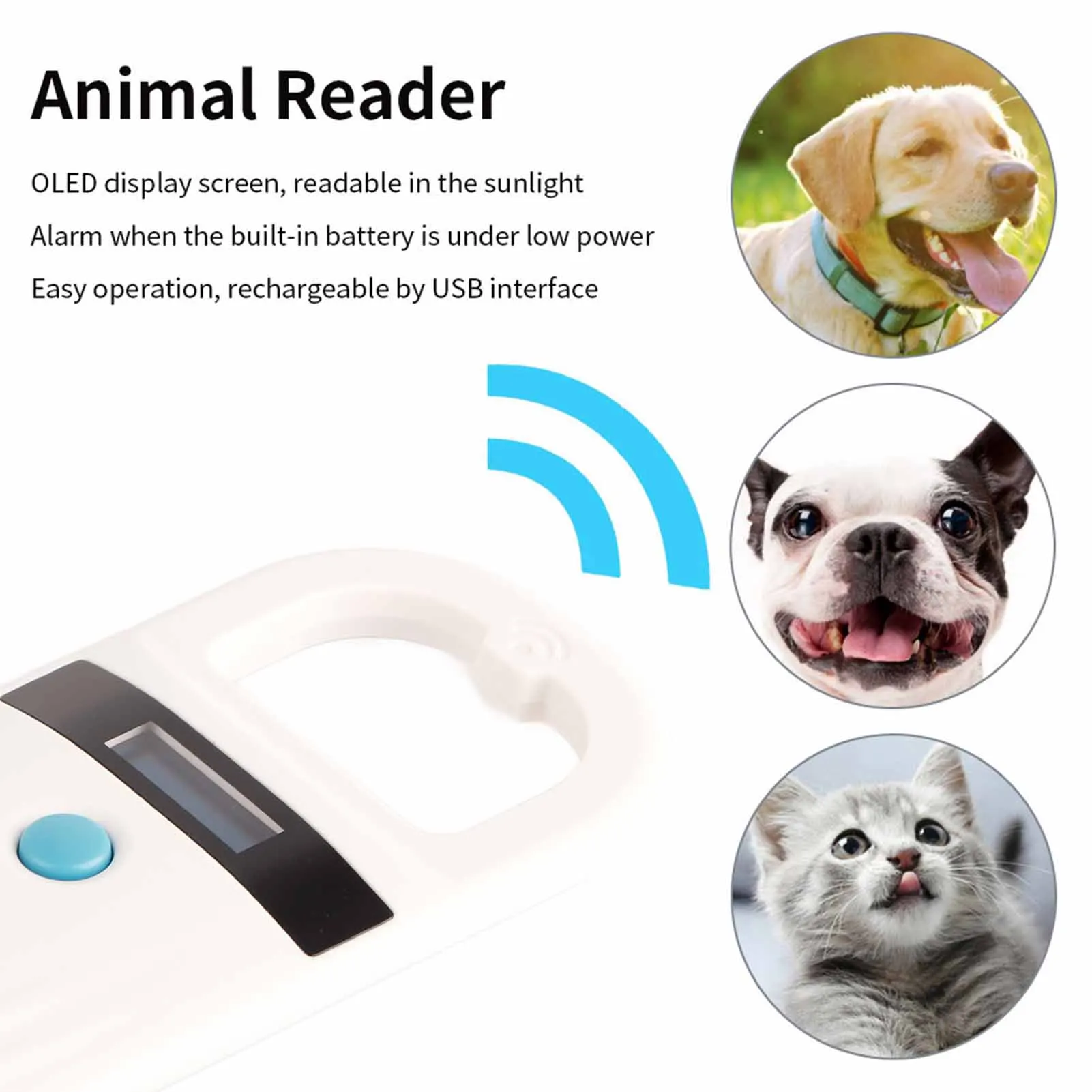 Reader Rechargeable Animal Chip ID Scanner Microchip Scanner Pet Tag