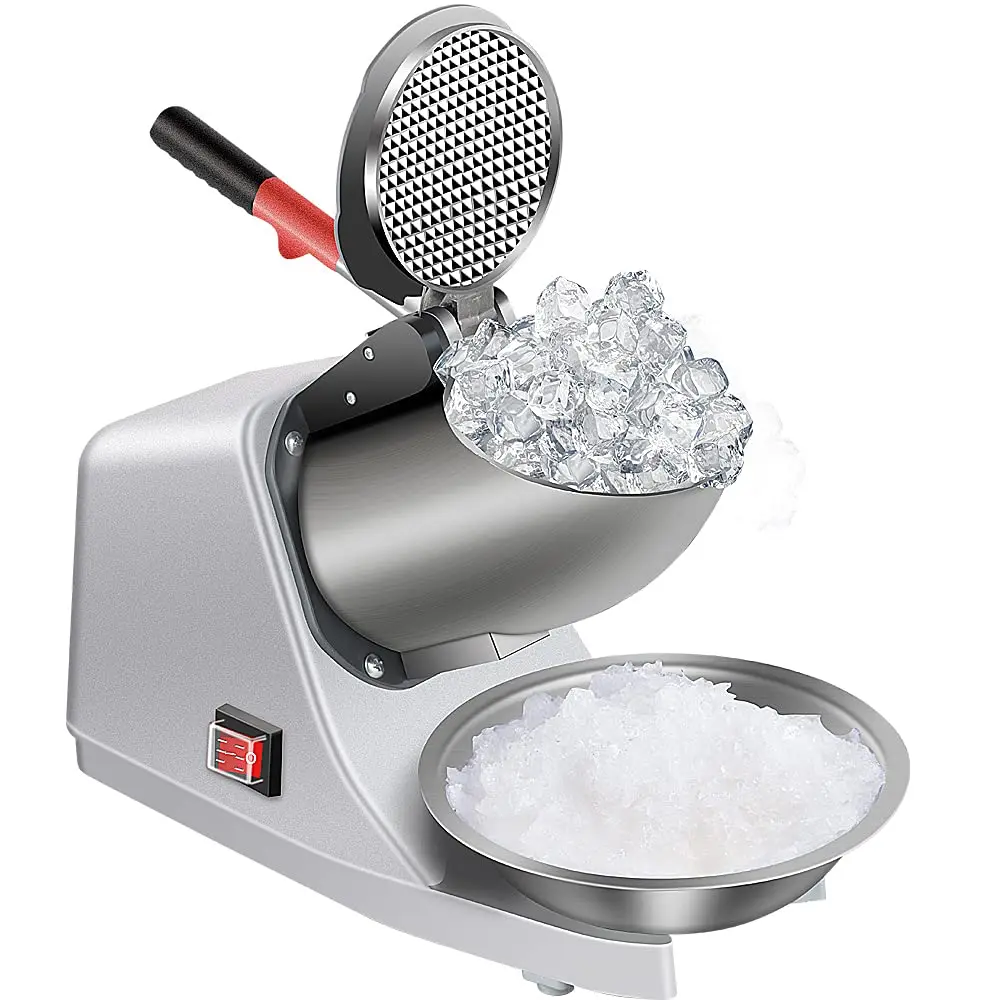 

Ice Machine 380W - 1500r/min Stainless Steel Three Blade Ice Crusher Snow Cone Machine Ice Shaver for Home and Commercial(Silver
