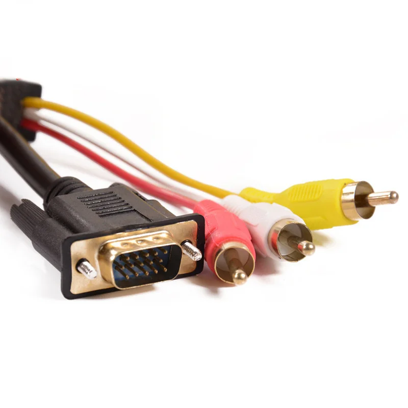 Conversor de Conversão Vga Hdmi de 1.5m-compatível ao Macho do Cabo de Rca ao Cabo Masculino Composto Masculino do Adaptador do Conector do av de Rca m m
