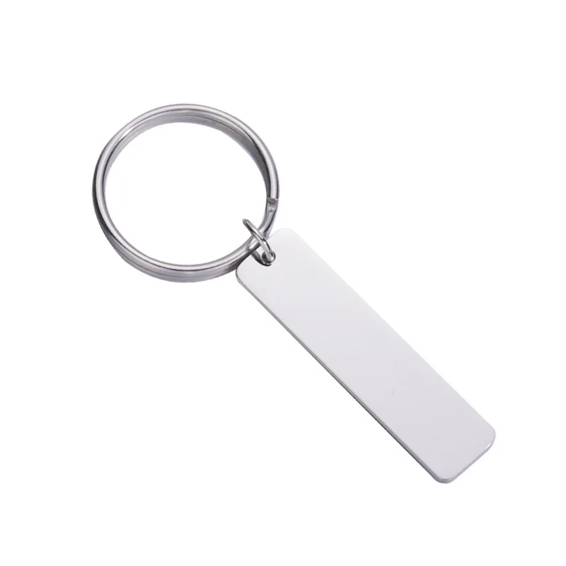 10Pcs 10x40mm 스트립 바 키 체인 미러 폴란드어 스테인레스 스틸 스탬핑 DIY 사용자 정의 이름에 대 한 빈 키 체인 조각 태그 키 체인