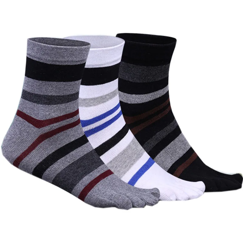 Mans Toe Socks Fashion Striped Five Fingers Business Socks Boys Cotton