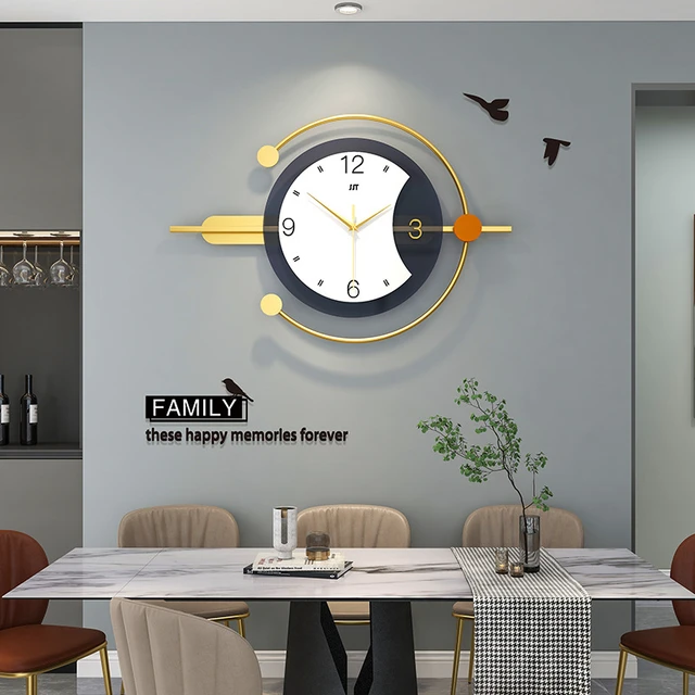 Orologio da parete moderno in metallo per mobili da soggiorno orologio da  parete silenzioso decorativo arte creativa ristorante Decor orologi da  parete al quarzo - AliExpress