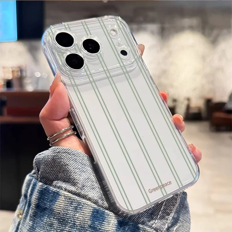 Enhanced Transparent Fresh Vertical Stripe Thin Cover Case