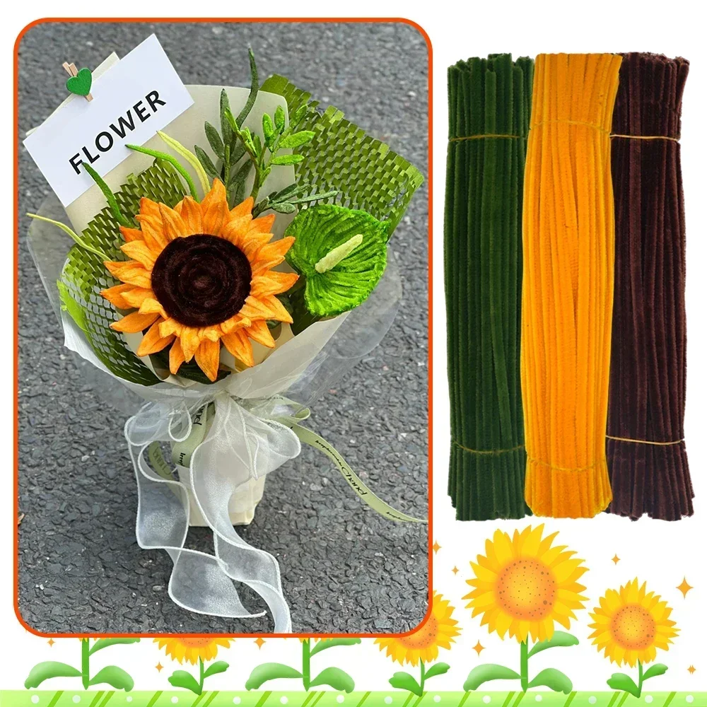 100/300pcs Pipe Cleaners Chenille Stem Craft Flower Supplies,  3 Colors Pipe Cleaners Set for DIY Art and Craft Decorations