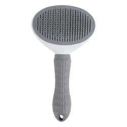 Self-Cleaning Pet Grooming Brush and Dematting Tool (Gray)