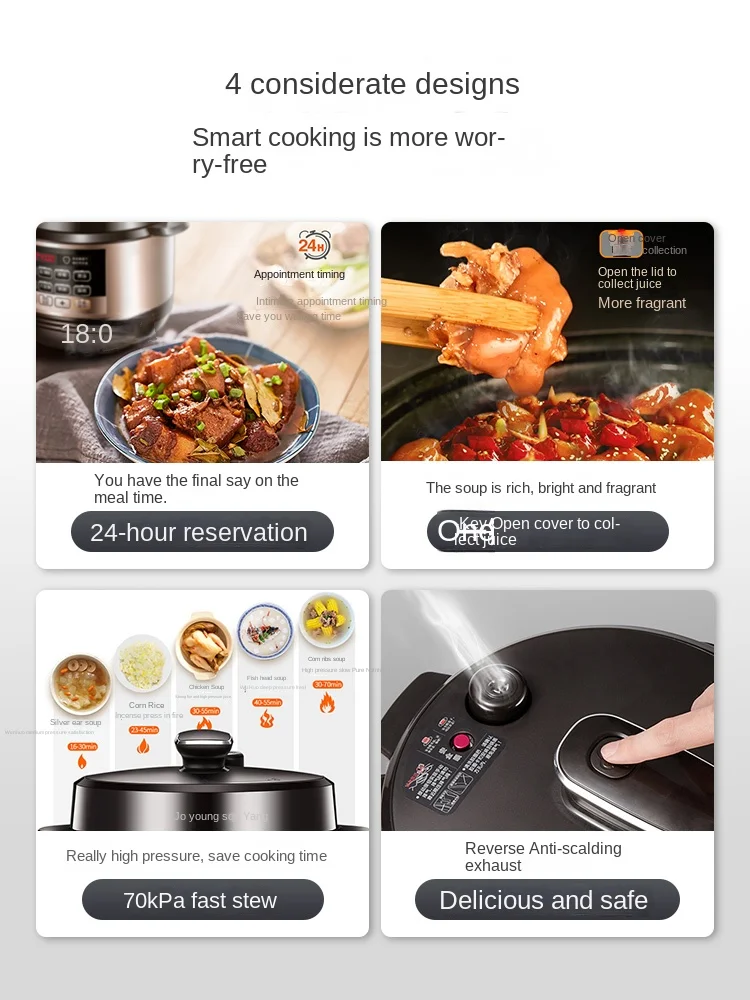 220V Joyoung High-Pressure Electric Cooker with Double Pots and Multiple Functions for Family Use 5