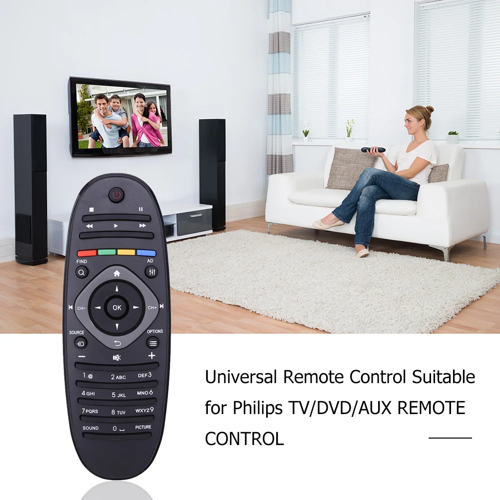 Mando a distancia de repuesto para TV Philips,Mando universal de control  remoto para TV de repuesto para Philips,Funciona con TODOS los televisores