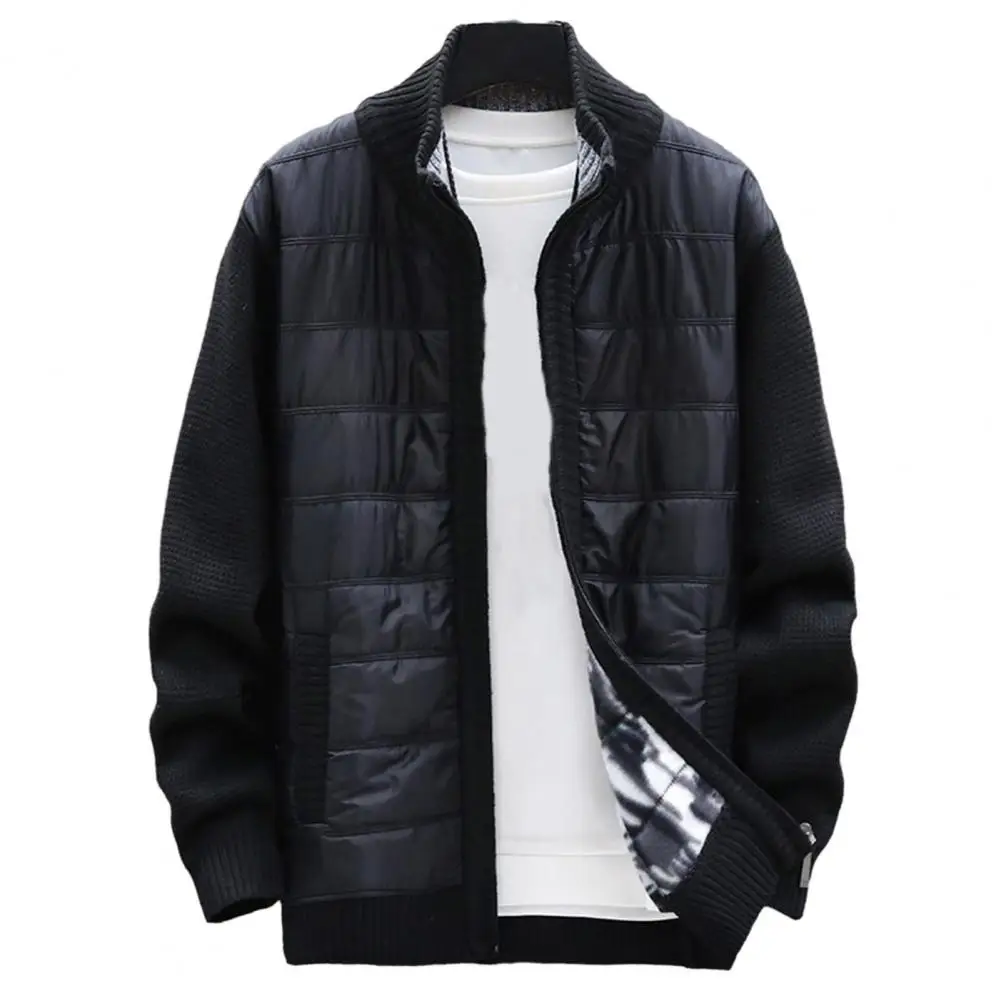 Men Jacket Stylish Men's Sweater Coat with Stand Collar Zipper Placket for Autumn Winter Fashion Men Apparel