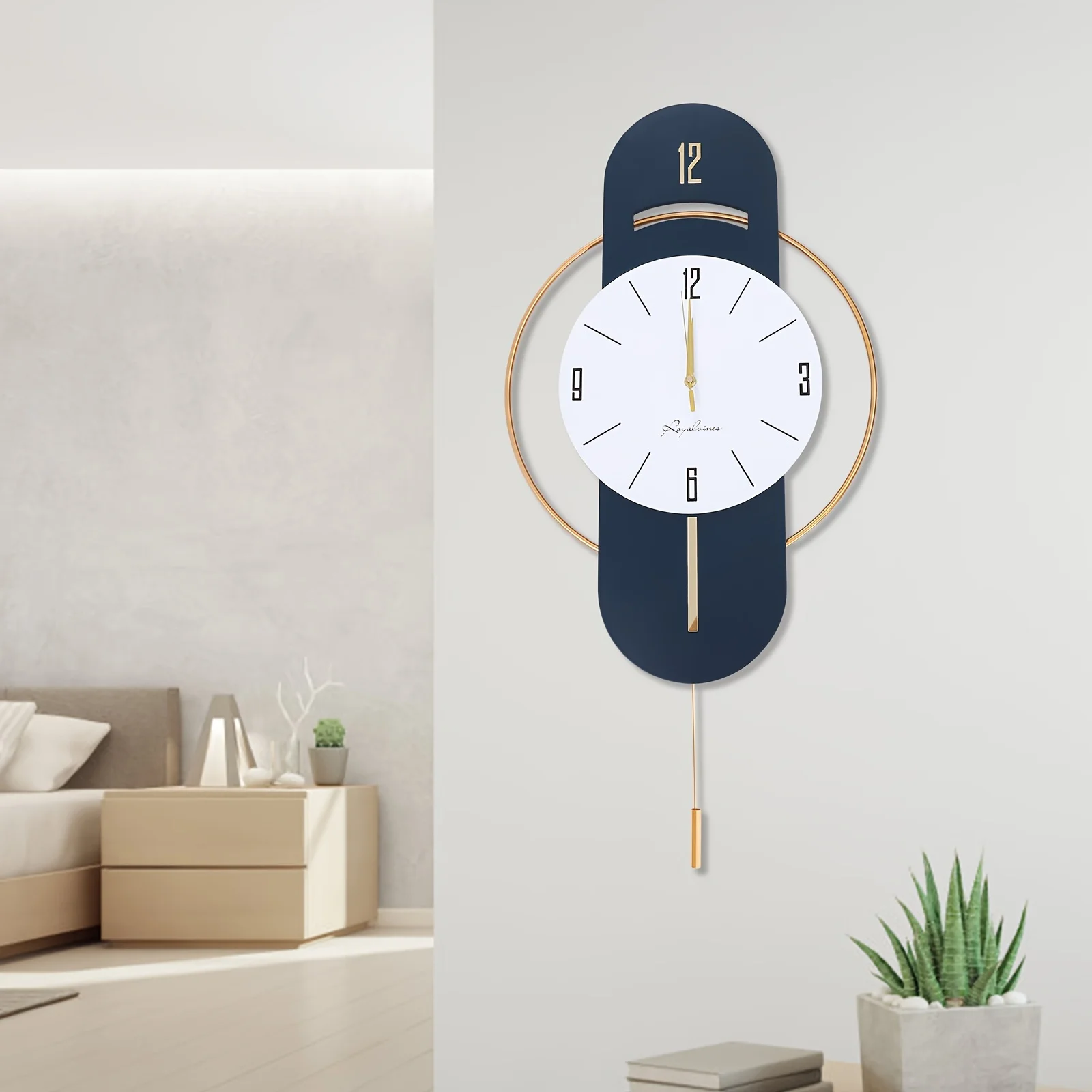 

1pc Large Wall Clocks For Living Room Decor Modern Wood Metal Silent Decoration Wall Clock Battery Operated For Kitchen Bedroom