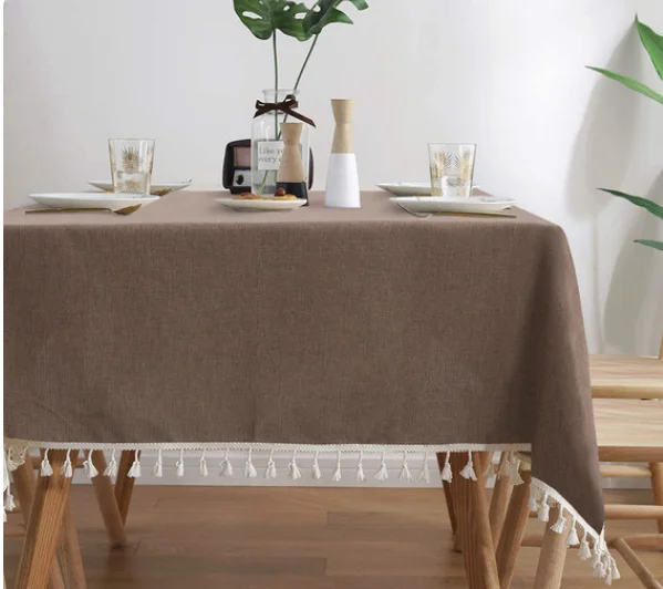 

2023 Rectangular linen farm table tablecloth, waterproof, shrink resistant, soft, wrinkle resistant, borlaV